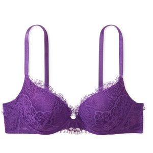 NEW VICTORIA’S SECRET DREAM ANGELS PURPLE LACE PUSH-UP BRA — 38D